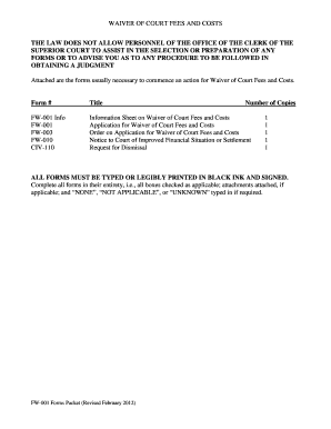 California Waiver of Court Fees and Costs