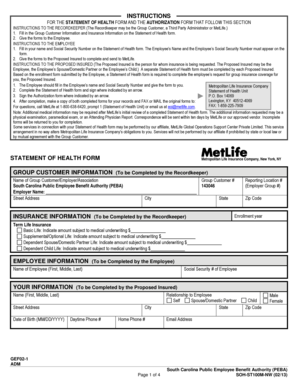 MetLife Statement of Health Form