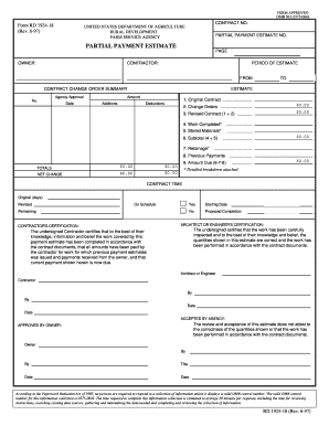 USDA Partial Payment Estimate Form