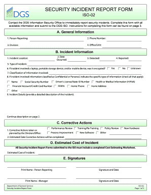 Security Incident Report Form