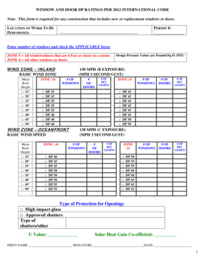 Window and Door DP Ratings Form