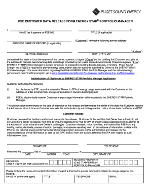 PSE Customer Data Release Form