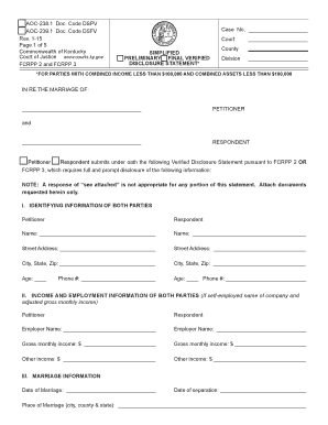Kentucky Simplified Final Verified Disclosure Statement