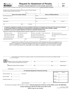 Nebraska Request for Abatement of Penalty Form