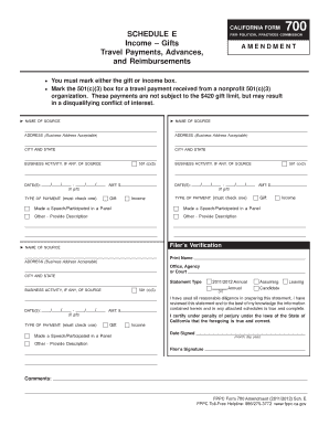 California Form 700 Schedule E Amendment