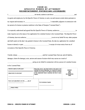 Georgia Medical License Power of Attorney