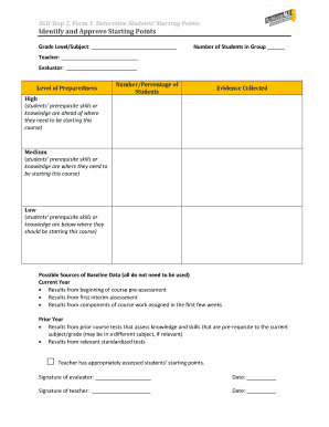Student Preparedness Assessment Form