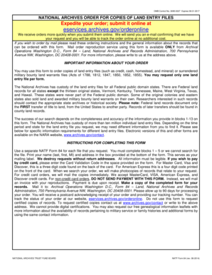 National Archives Order for Copies of Land Entry Files