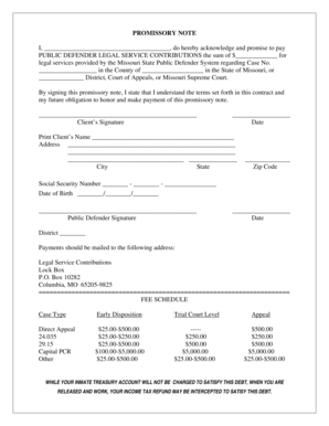 Missouri Public Defender Promissory Note