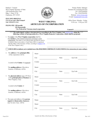 West Virginia Articles of Incorporation
