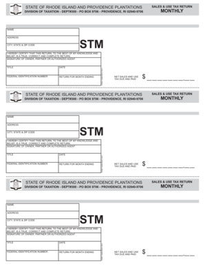 Rhode Island Sales & Use Tax Return