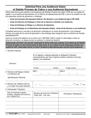 Solicitud Para una Audiencia Sobre el Debido Proceso de Cobro o una Audiencia Equivalente