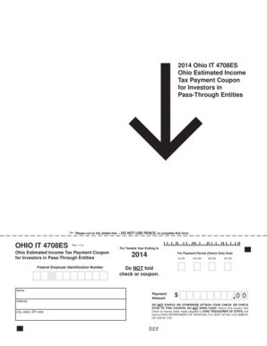 Ohio IT 4708ES Estimated Income Tax Payment Coupon