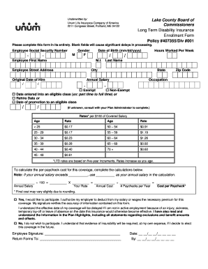 Long Term Disability Insurance Enrollment Form