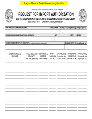 Illinois Request for Import Authorization