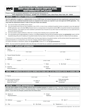 Senior Citizen Rent Increase Exemption Redetermination Application