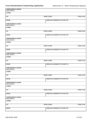 Texas Standardized Credentialing Application