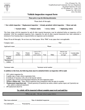 Vehicle Inspection Request Form