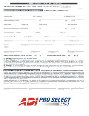 Commercial Credit Card Account Application