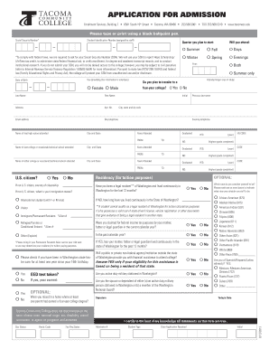 Tacoma Community College Application for Admission