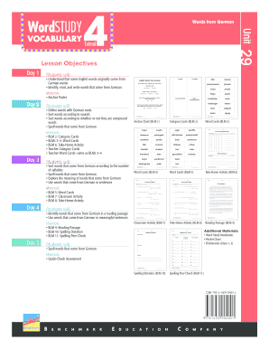 German Vocabulary Study Worksheet