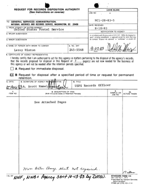 Records Disposition Authority Form