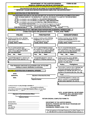 Pennsylvania Municipal Pension and Fire Relief Certification