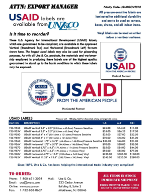 USAID Label Order Form
