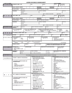 Divorce Worksheet