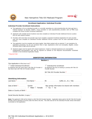 New Hampshire Medicaid Individual Provider Enrollment Application