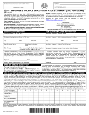 Texas Employee Multiple Employment Wage Statement