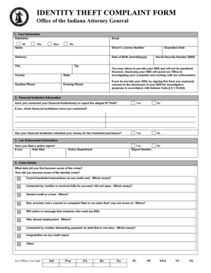 Indiana Identity Theft Complaint Form