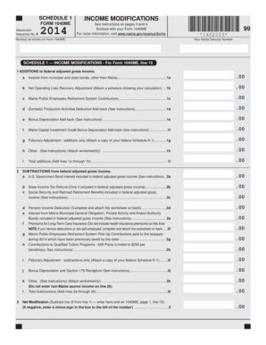 Maine Schedule 1 Income Modifications Form