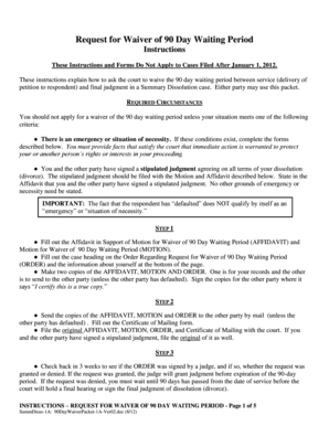 Request for Waiver of 90 Day Waiting Period