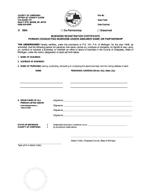 Michigan Business Registration Certificate