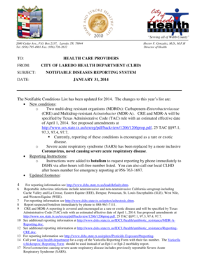 Texas Notifiable Diseases Reporting Form