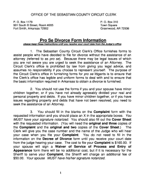 Arkansas Pro Se Divorce Form