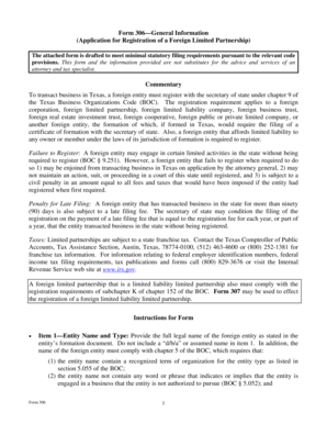 Texas Foreign Limited Partnership Registration Form 306