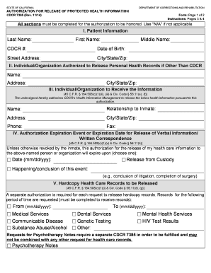 California Authorization for Release of Protected Health Information