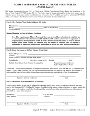 New York Outdoor Wood Boiler Notice