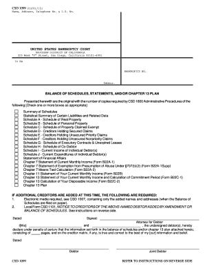 CSD 1099 Balance of Schedules