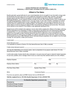 Affidavit of Tax Status