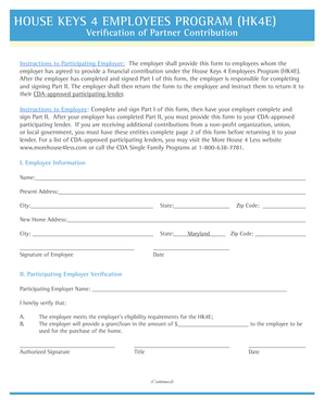 House Keys 4 Employees Program Verification Form