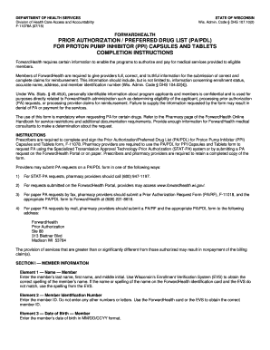 Wisconsin Prior Authorization Form for PPI Capsules and Tablets