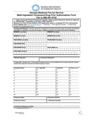 Georgia Medicaid Multi-Ingredient Compound Drug Prior Authorization Form