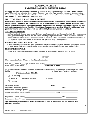 Maryland Tanning Facility Parent Consent Form