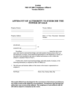 NRS 107.080 Compliance Affidavit