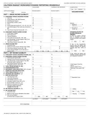 California CalFresh Budget Worksheet