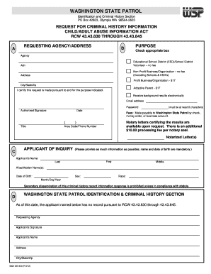 Washington State Patrol Criminal History Request Form