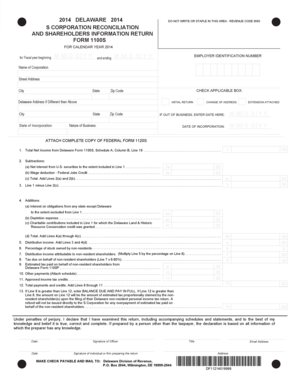 Delaware S Corporation Reconciliation and Shareholders Information Return